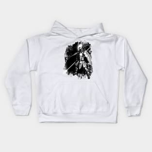 Futuristic Cyber Spartan Black and White Kids Hoodie